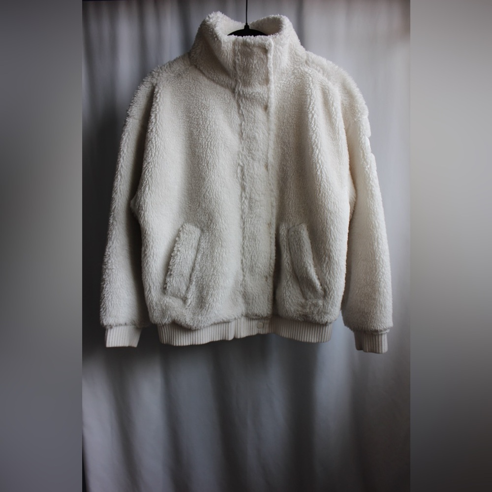 ALO Yoga Cream Fleece Varsity Jacket